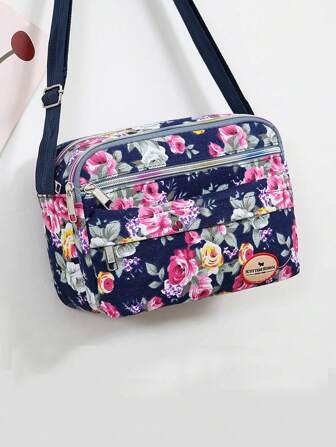 Yogodlns Bolso De Hobo Con Patrón De Flores Antiguas En Todo El Bolso, Bolso De Hobo Clásico Y Ligero Y Bolso Con Cremallera Para Mujeres