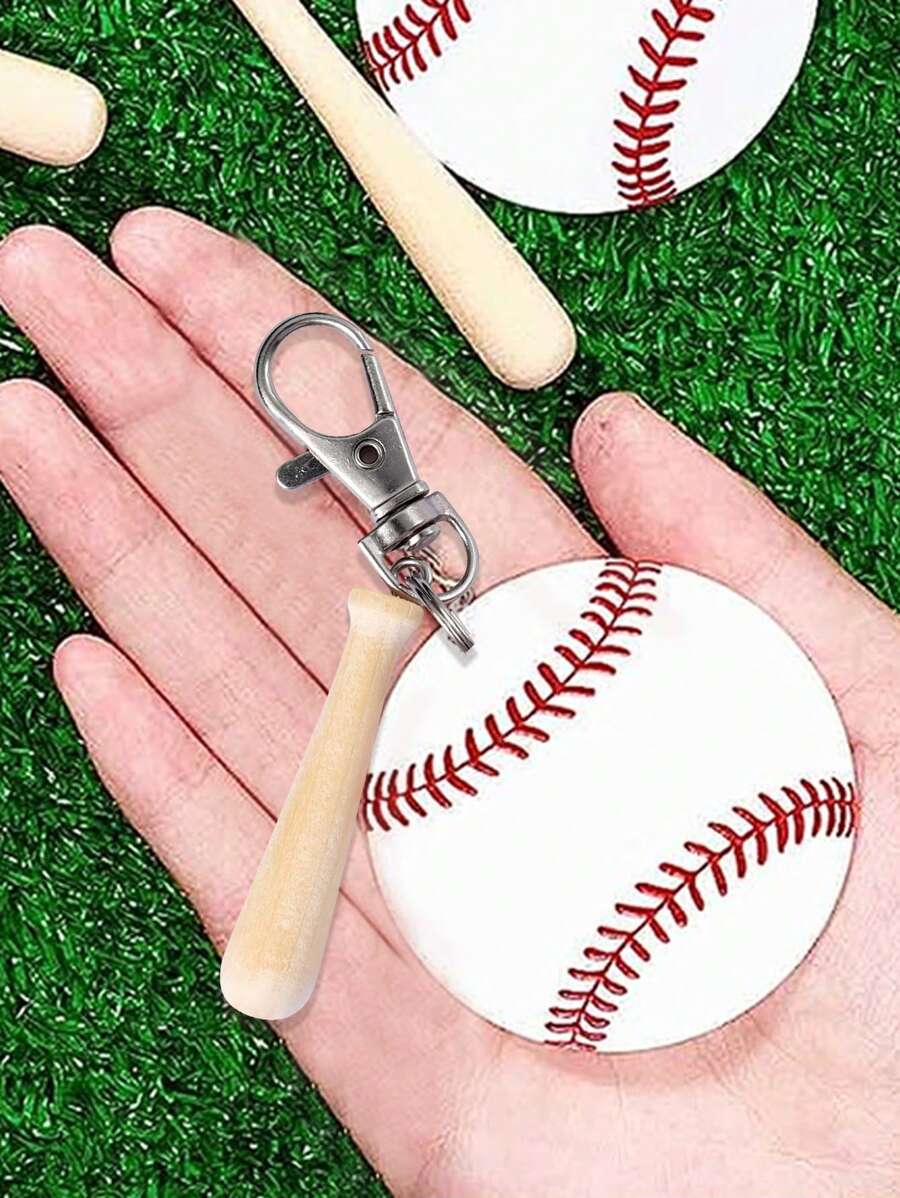 18 Set Baseball Softball Acrylic Keychain Kit With Miniature Baseball