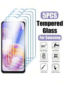 5入組，與三星Galaxy A14 A54 A53 A13 A33 A34 A52S 5G兼容的鋼化玻璃屏幕保護貼，與三星A52 A73 A21S A51 A72玻璃兼容 - 無色 - 查看 1