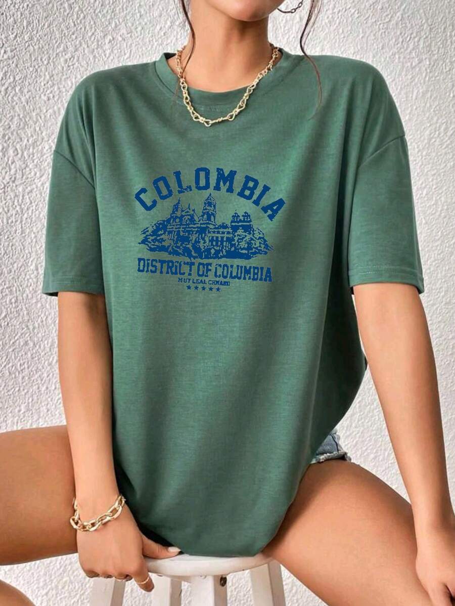 Plus Size T-shirts - 墨綠色 - 查看 1