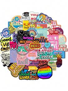 50pcs Inspirational English Phrases Graffiti Sticker Set, Colorful Assorted Stickers For Encouragement And Style Back To School