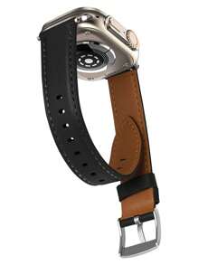 Soft Pu Leather Strap In Black, Brown & Coffee Colors For Men's And Women's Watches, Compatible With 38/40/41/42/44/45/49mm Compatible With Apple Watch Ultra/Se/8/7/6/5/4/3/2/1 As A Gift For Students Returning To School - Black - View 3