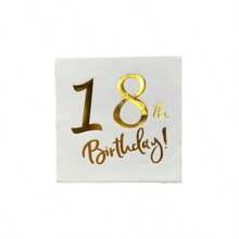 20pcs Gold Foil Printed 18th Birthday Party Disposable Paper Napkins (6.5*6.5inch) Made From Virgin Wood Pulp, Suitable For Birthday Parties, Hotel, Restaurant, Bar, Catering, Dining Table Disposable Supplies,Christmas - White - View 6