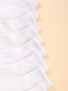 10/12 双儿童弹力运动休闲日常纯色袜子秋冬厚款 - 白色 - 查看 4