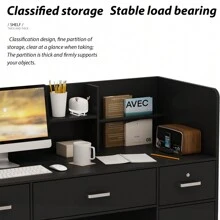 Reception Desk with Counter, 3 Drawers & Storage Shelves, Reception Counter Table with Private Panels, for Salon Reception Room Checkout Office (47.3" W x 18.3" D x 43.3" H)