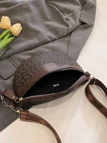 Fashionable Women's Pu Geometric Pattern Waist Bag With Coin Purse , Women Bag With Dime Bag - Coffee Brown - View 6