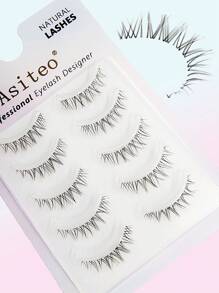 Asiteo 5 对睫毛漫画睫毛纤细假睫毛泰式妆假睫毛隐形细带柔软自然睫毛延长条睫毛，睫毛，睫毛，假睫毛