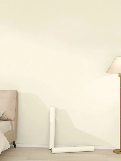 1 Roll Of Self-Adhesive Wallpaper In Beige, Imitation Of Diatom Mud, With Pure Solid Color And Thickened Nordic Style For Bedroom Or Living Room, Suitable For Full House Seamless Splicing, Renovation Stickers Peel Wall Panels, Wall Paper, Wallpapers, Spring Decoration Items Refresh Your Home, Rama Decoration Stickers Gifts Birthday Graduation