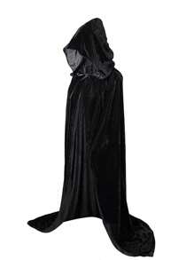 1pc Black Adult Velvet Death Cape For Halloween Stage Makeup Costume For Adult Cosplay Skull Skeleton - Black - View 1