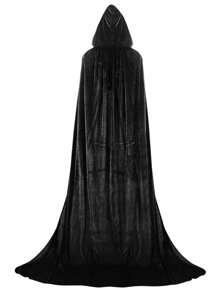 1pc Black Adult Velvet Death Cape For Halloween Stage Makeup Costume For Adult Cosplay Skull Skeleton - Black - View 4