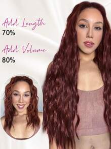 4H27# Clip in Hair Extensions, 6PCS Black Brown Hair Extensions 20" Thick Long Loose Waves Hair Extensions Natural Soft Hairpieces for Women - Piano Color - View 6