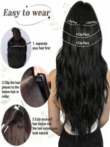 4H27# Clip in Hair Extensions, 6PCS Black Brown Hair Extensions 20" Thick Long Loose Waves Hair Extensions Natural Soft Hairpieces for Women - Piano Color - View 7