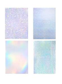 20張鐳射貼紙紙透明A4乙烯基貼紙紙自黏式防水透明膜帶寶石點彩虹星星圖案,11.7X8.3英寸(寶石,點,彩色,星星) - 彩色 - 查看 1