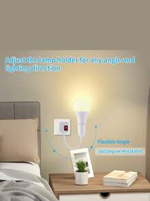 Lampara De Pared Flexible Socket Soporte Para Foco Adaptador De Enchufe Interruptor 360° - 3 Piezas - Ver 4