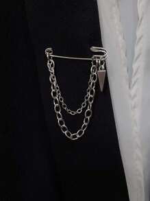 1pc Silver-colored Brooch, Perfect For Everyday Wear - Silver - View 1