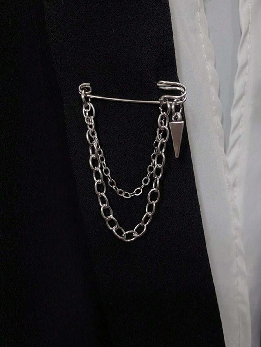 1pc Silver-colored Brooch, Perfect For Everyday Wear - Silver - View 1