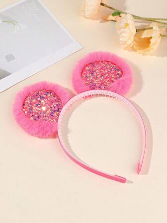 1pc New Style Children's Furry Ear & Round Shape Headband For Festival Party Decoration