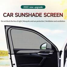 2pcs Car Back Row Window Screen Door Covers Front Rear Side Window Sunshine Cover Shade Mesh Car Mosquito Net For Baby Child Camping - Black - View 2