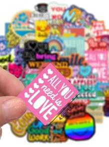 50pcs Inspirational English Phrases Graffiti Sticker Set, Colorful Assorted Stickers For Encouragement And Style Back To School