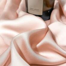 1pc Solid Color Sky Blue Satin Fitted Sheet - Dusty Pink - View 5