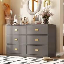 Large Modern Wood Nursery Storage Dresser Chest with Wide Table Top & 6 Drawers, Wide Storage Space Functional Organizer