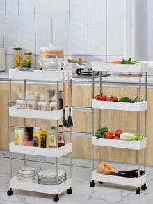 Multi-tier Freestanding Slim Rolling Cart For Bathroom, Living Room, Kitchen Storage - White - View 5