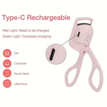 Draagbare, oplaadbare en verwarmde wimperkruller met USB-aansluiting, natuurlijke, langdurige krul, compact en handig ontwerp voor vrouwen, geschikt voor thuis- en reisgebruik, eenvoudige en moeiteloze manier om prachtige wimpers te krijgen. Nieuwjaarscadeau voor thuisgebruik of reisaccessoires.