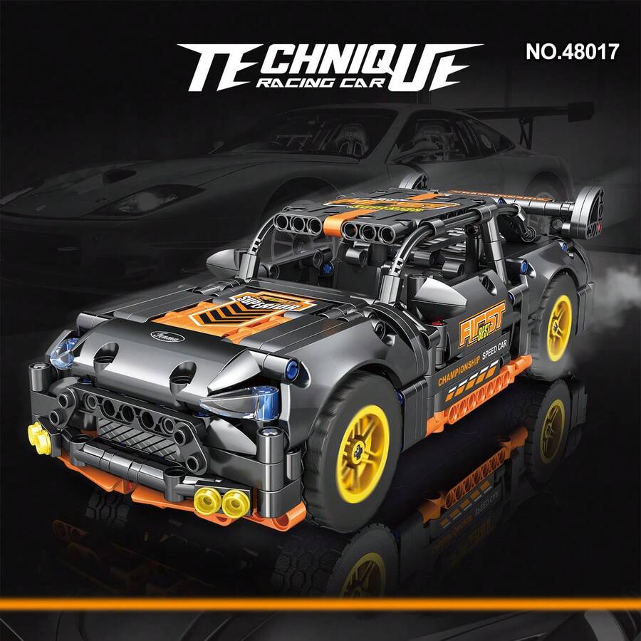 Diy 組裝積木賽車玩具套裝，帶小顆粒，可為男孩搭建逼真汽車模型 - 彩色 - 查看 1