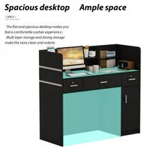 Reception Desk with Counter, 3 Drawers & Storage Shelves, Reception Counter Table with Private Panels, for Salon Reception Room Checkout Office (47.3" W x 18.3" D x 43.3" H)