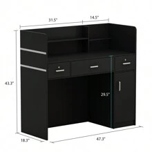 Reception Desk with Counter, 3 Drawers & Storage Shelves, Reception Counter Table with Private Panels, for Salon Reception Room Checkout Office (47.3" W x 18.3" D x 43.3" H)