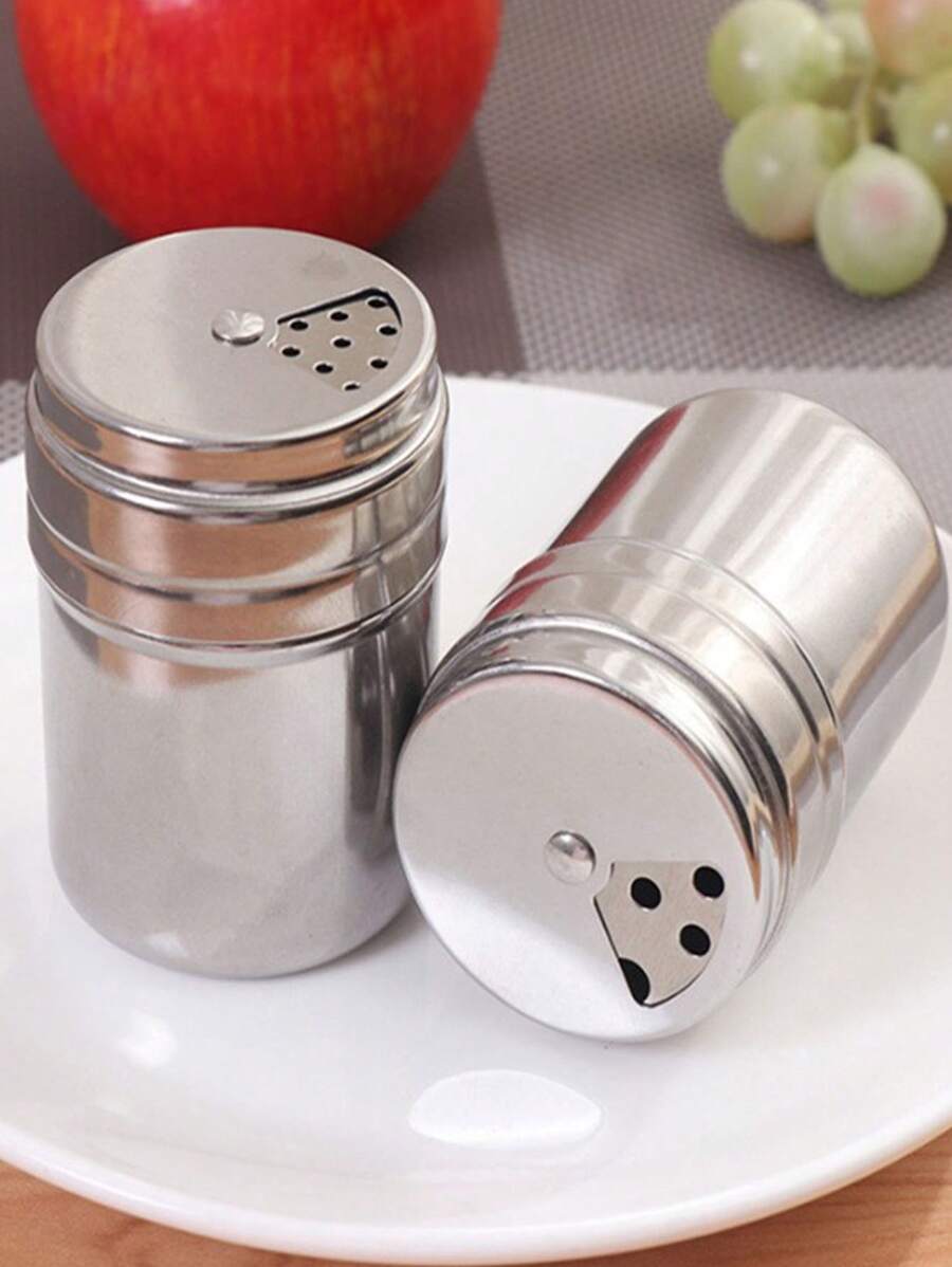 1入旋轉調料瓶,胡椒瓶,燒烤鹽胡椒瓶 - 銀色 - 查看 1