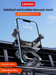 Lenovo 联想汽车手机支架 适用于汽车挡风玻璃仪表板通风口的手机支架 通用免提汽车支架 手机支架兼容 iPhone 智能手机 - 黑色 - 查看 1