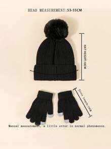 3 件套男女通用黑色纯色帽子 + 围巾 + 手套（冬季配饰）温暖 Y2k 风格，适合秋冬户外 - 黑色 - 查看 4