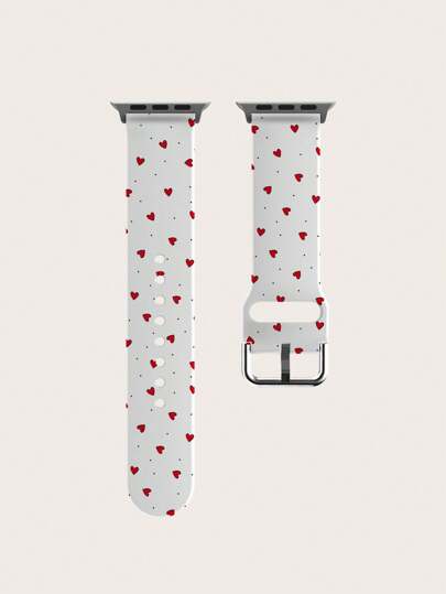 Polka Dot Red Heart Silicone Watch Band Compatible With Apple Watch 38mm 40mm 41mm 42mm 44mm 45mm 49mm, Fits Apple Watch Series Ultra/SE/8/7/6/5/4/3/2/1, Unisex Fashion