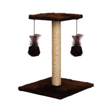 Arranhador Para Gatos Poste com Brinquedo Gato Duplo Exclusivo - Marrom - Visão 5