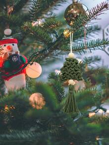1pc Hand Woven Creative Christmas Tree Ornament Decoration Pendant - Green - View 4