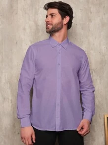 Camiseta 7012 Social Masculina Tecido Escovado Botao na Manga Cores Solidas Modelagem nas Costas