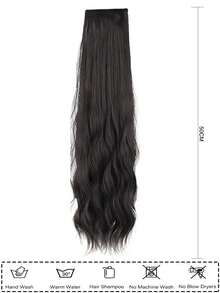 合成纖維假髮卷曲熱阻纖維假髮水紋長卷髮假髮延伸碎片含兩個鈕釦三件套裝