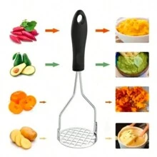 Amassador Batatas Espremedor Manual Legumes Multiuso Aço Inox Com Cabo Plastico Cozinha Multiuso - Prata - Visão 1