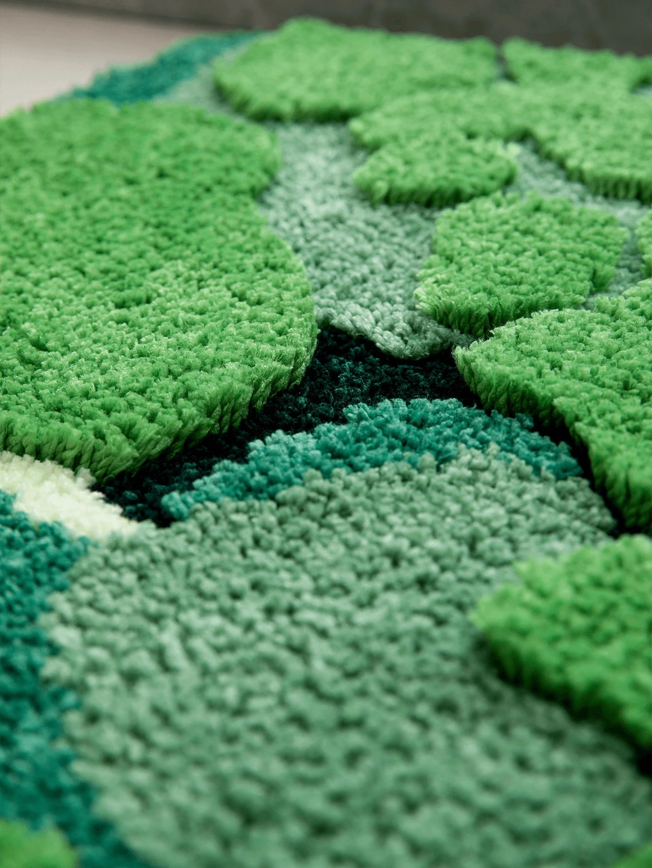 1pc 3d Cute Moss Green Bathroom Rug, Bohemian Aesthetics Leaf Bath/mat