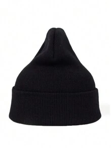 1pc Cross Stitch Embroidery Knit Hat For Women, Suitable For Daily Use - Black - View 5