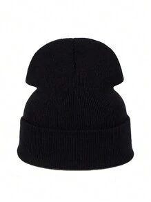 1pc Cross Stitch Embroidery Knit Hat For Women, Suitable For Daily Use - Black - View 4