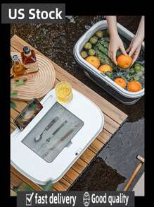 1 Ngoài Trời Gấp Dã Ngoại Rổ Cắm Trại Dụng Cụ Lưu Trữ Bàn Mini 16L Di Động Giỏ Đựng Đồ - Xám - Xem 1