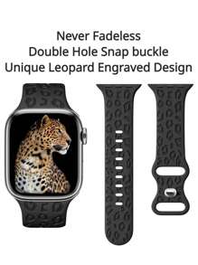 Leopard Floral Engraved Band Compatible With Apple Watch Band 49mm 45mm 44mm 42mm 41mm 40mm 38mm 46mm, Cheetah Waterproof Sport Silicone Wristbands Replacement Strap Compatible With IWatch Series 10 9 8 7 6 5 4 3 2 1 SE For Women
