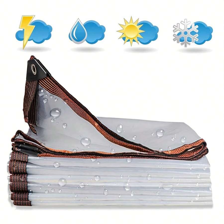 Clear Tarps Heavy Duty Waterproof with Eyelet, Transparent Waterproof Tarp Cover Tear Proof Rainproof Tarpaulin for Car Boat Camping Firewood Family Outdoor - transparent - View 1