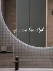 1 件英文标语镜面贴纸引言设计贴纸最适合墙壁装饰、客厅装饰、贴纸、墙贴花、家居装饰乙烯基贴花、春季装饰品让您的家焕然一新、Rama 装饰贴纸 - 白色 - 查看 2