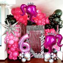 2pcs Pink Princess Aluminum Foil Balloon, Tiara Themed Balloon For Party Decorations, Photo Booth Backdrop, Birthday Supplies, Christmas - Multicolor - View 3
