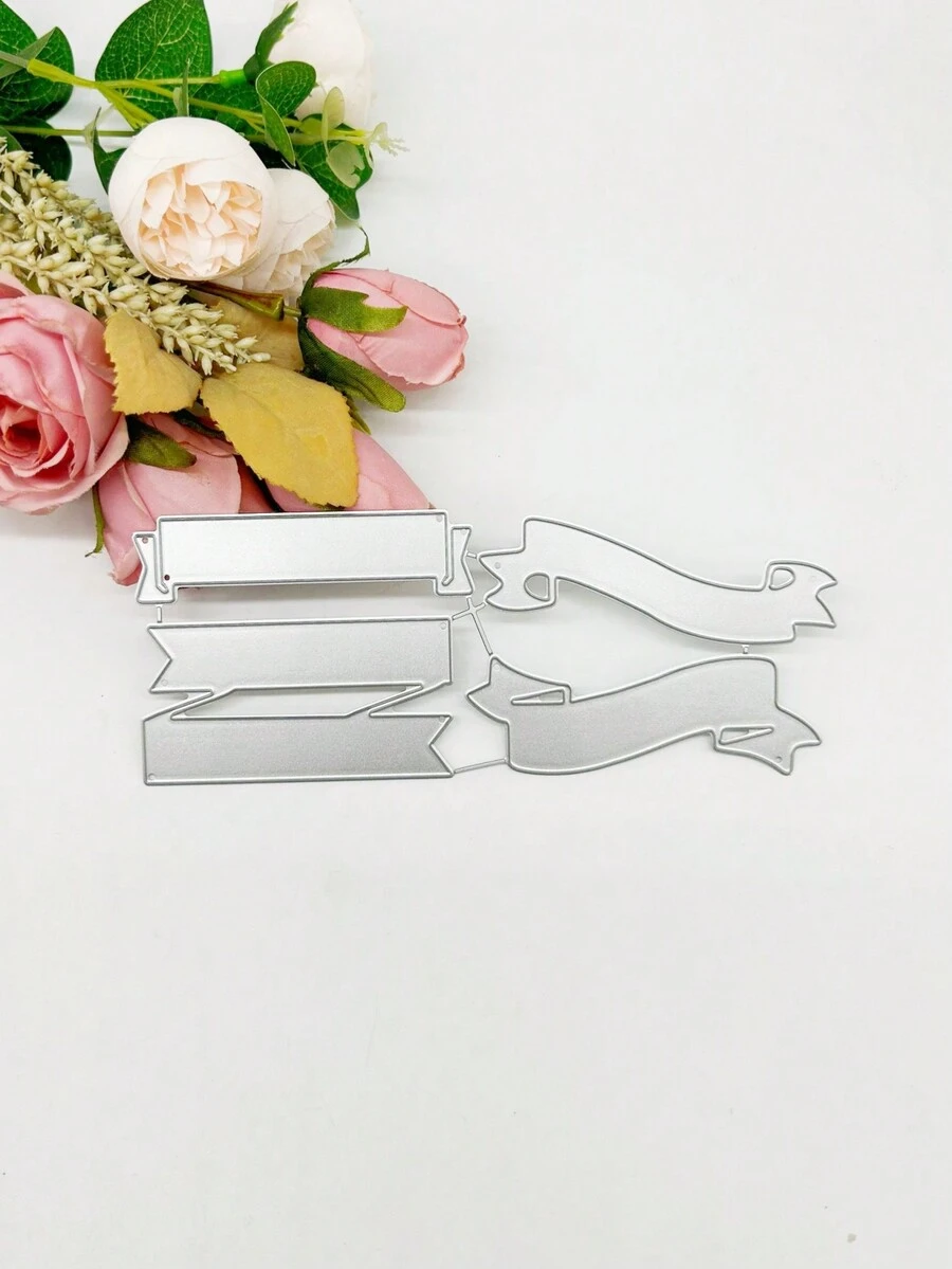 1 Pieza Troqueles Decorativos Con Diseño De Banderines De Cinta Para Manualidades - Plateado - Ver 1