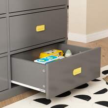 Large Modern Wood Nursery Storage Dresser Chest with Wide Table Top & 6 Drawers, Wide Storage Space Functional Organizer