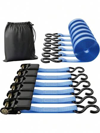 1" X 15' Load Capacity 1500lbs Tie Down Strap, Cargo Belt, 6pcs/pack